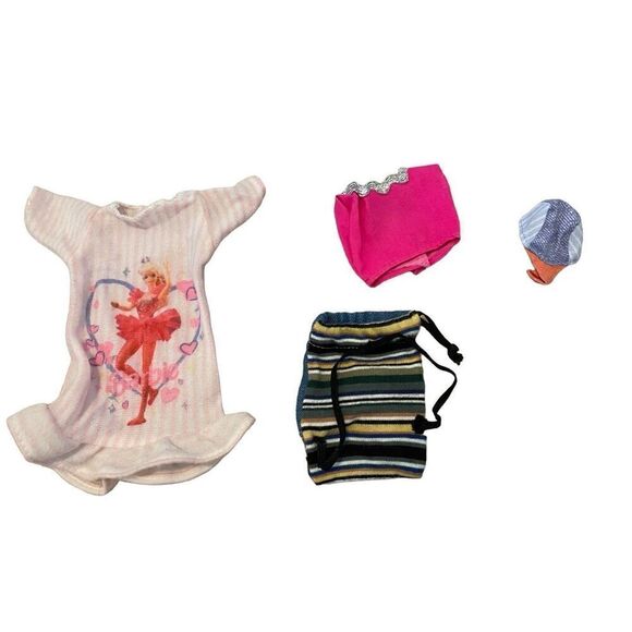 Lot Of 4 Vintage Barbie Clothing Night Gown Hat Backpack Tank Top Mattel 1990s - Picture 1 of 2
